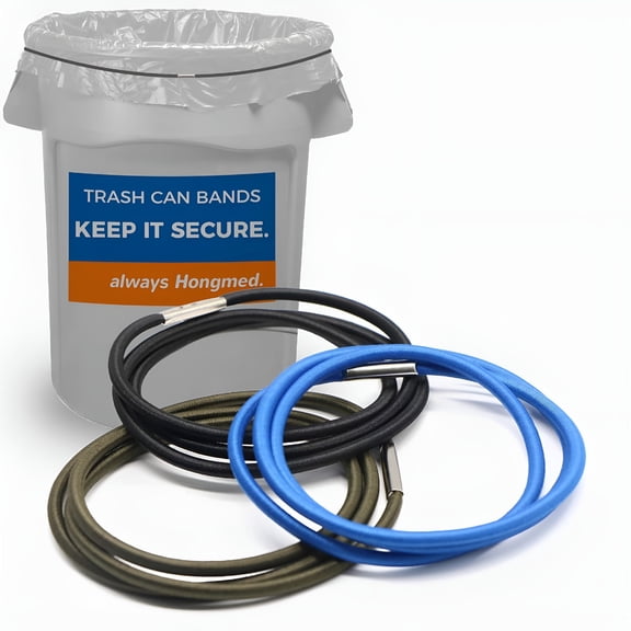 XIBUFE 3 Pack Trash Can Bands, Fits 32-55 Gallon Cans, Heavy Duty Elastic Garbage Bag Holders for Garage and Kitchen
