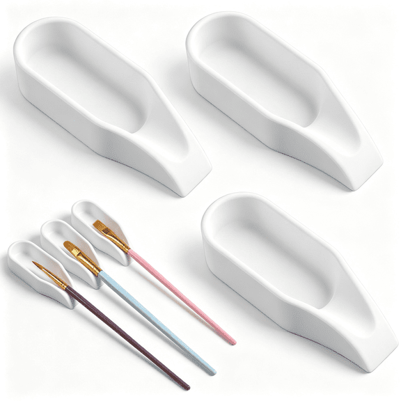 XIBUFE 3 Pcs Silicone Paint Brush Rest,Silicone Brush Holder and Washing Tray for Watercolor Oil Acrylic,Artist Painting Accessories