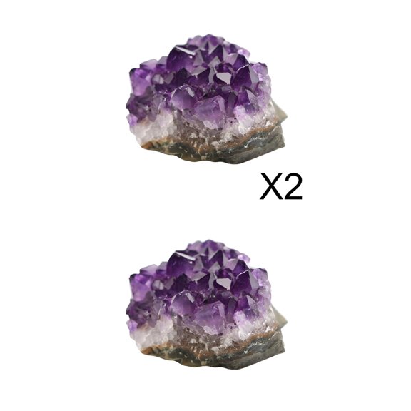 XIBUFE 3-Piece Natural Amethyst Crystal Bookends - Purple Geode Cluster Decor for Home Office, Study, Living Room, and Desk Shelf