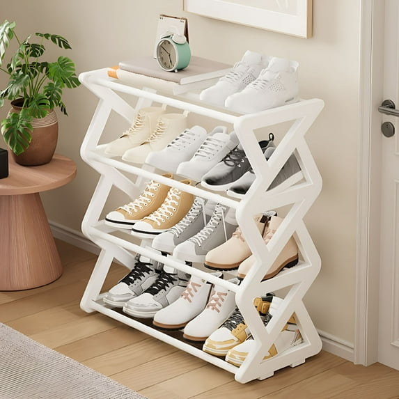 XIBUFE 3-Tier Shoe Rack For Closet Holds 12 Pairs Sturdy Space Saver Shoe Organizer Shoe Rack For Front Door Entrance Gifts For Women