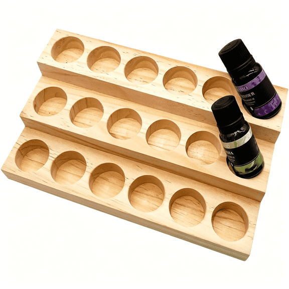 XIBUFE 3 Tier Wooden Essential Oil Organizer,Essential Oils Racks Display Stand,Tabletop Storage Rack for 5-20Ml Bottles,Organizers and Storage Shelf for Essential Oils