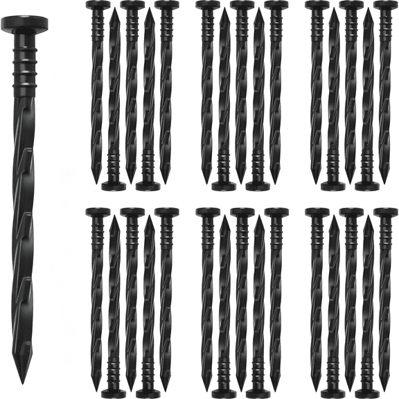XIBUFE 30 Pcs Landscape Edging Anchoring Spikes,6 Inches Yard Lawn Paver Edging Stakes for Weed Barrier,Garden Fence,Artificial Turf,Black