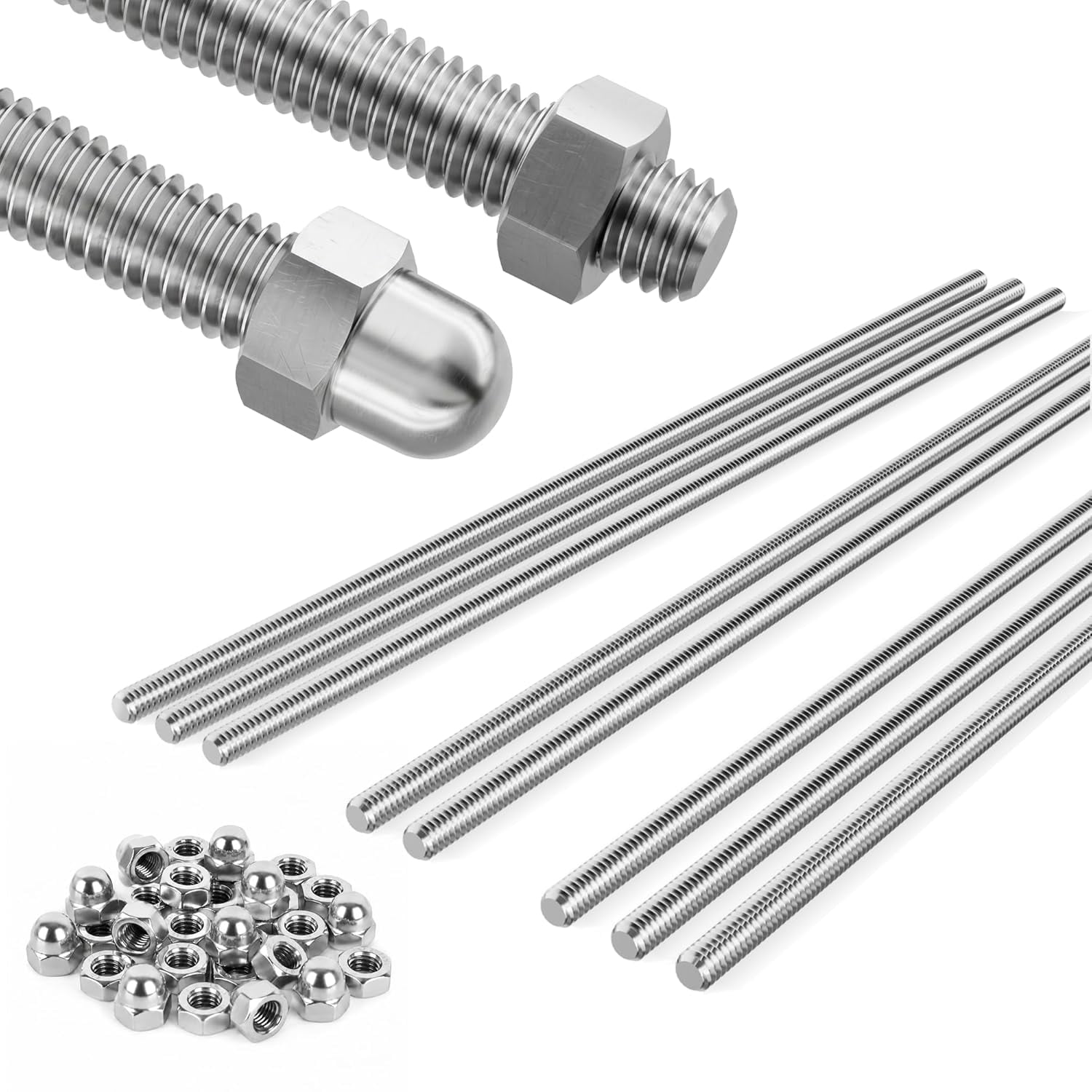Steed Thread Rod XIBUFE 304 Stainless Steel M4 Threaded Rod,8 Pcs 14