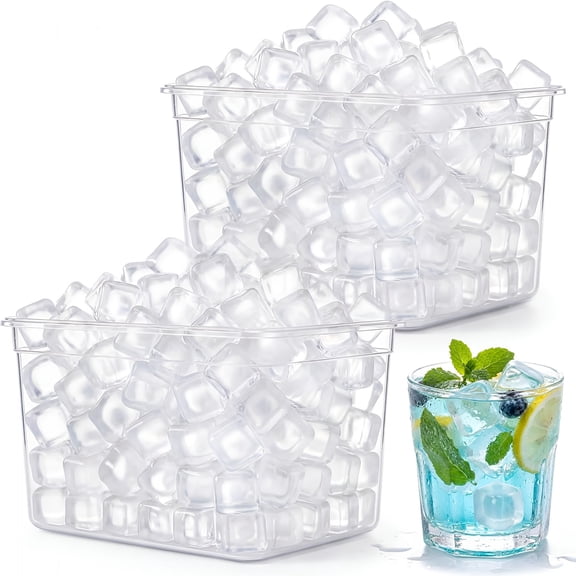 XIBUFE 320 Pcs 10Lb Reusable Ice Cubes Clear Plastic Ice Cube Refreezable without Diluting Large Frozen to Keep Drinks Cool Longer for Coffee Cocktails Whiskey Wine Bars Party Camping