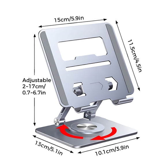 XIBUFE 360 Rotating Laptop Stand, Ergonomic Aluminum Alloy Computer Riser for 10-17 Inch MacBooks, Portable Desktop Holder