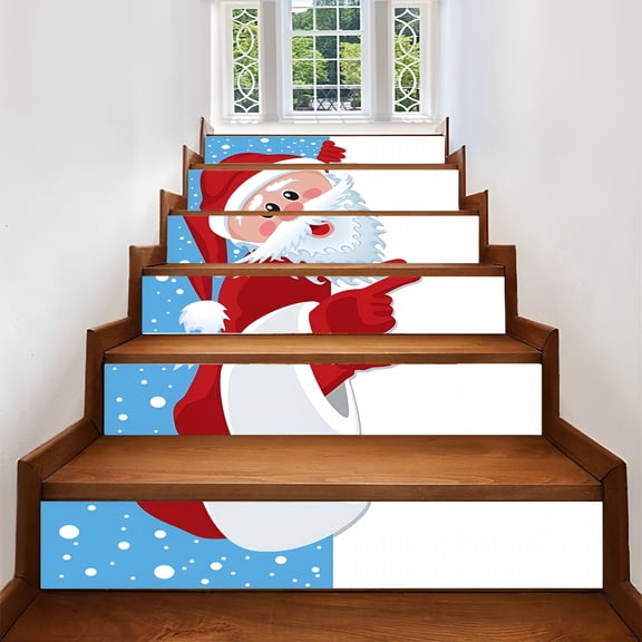 XIBUFE 3D Christmas Stair Stickers Decals Staircase Decals Removable Tile Stair Risers Decals Xmas Home Decor