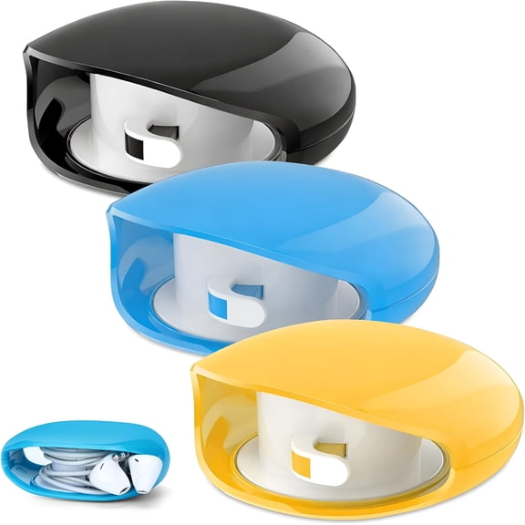 XIBUFE 3Pcs Automatic Cord Reel, Cable Winder Retractable Cord Organizer, Portable Cable Management, Tangle-Free, for Usb Cables, Headset Cable, Data Cables (A)