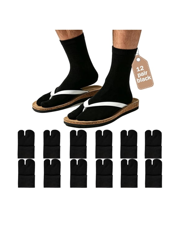 4/12 Pair Unisex Tabi Split Toe Flip Flop Socks,Soft Cotton Elastic Big Toe Geta Sandal Japanese Socks for Men Women Comfortable Tabi Socks