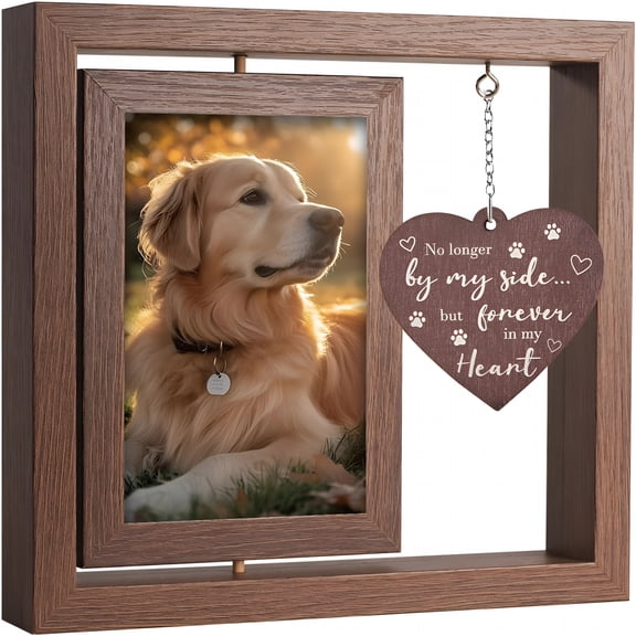 XIBUFE 46 Pet Memorial Photo Frame  Keepsake Remembrance Gift for Loss of Dog Or Cat  No Longer By My Side But Forever in My Heart  Loving Memory Picture Frame for Pets