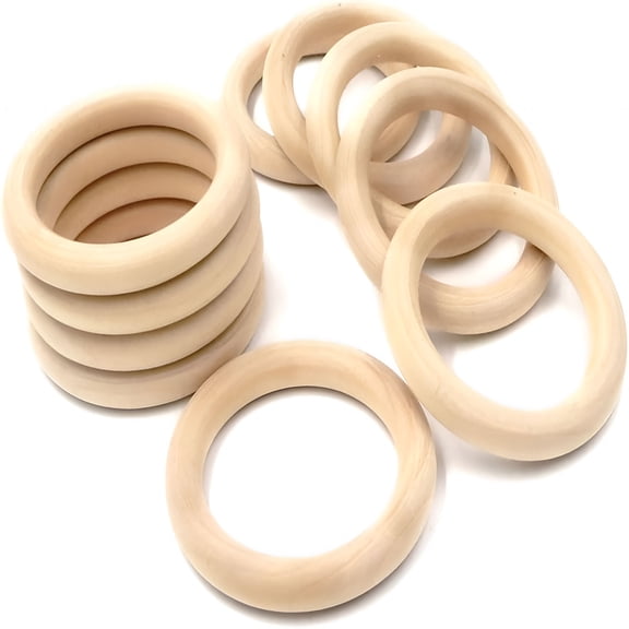 XIBUFE 4 Inch Width Wooden Rings 10PCS for Macrame, Jewelry Making, and DIY Crafts, Unfinished Smooth Wood Rings, 2/5 Inch Diameter