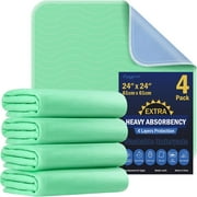XIBUFE 4 Pack 24  X 24  Extra Heavy Absorbency Washable Underpads,Waterproof Nursing Pads Incontinence Bed Pads,Reusable Washable Pee Pads for Dogs,Diaper Changing&Adults,Washable Puppy Pads