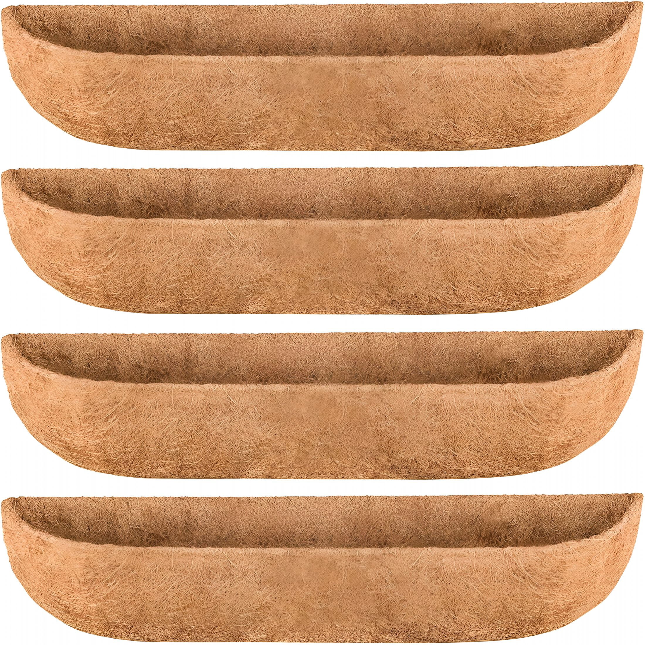 XIBUFE 4 Pack 30 Inch Window Box Liners Coco Liners for Planters Coconut Husk Plant Liners 100% Natural Coconut Liners for Planters Coco Coir Liner for Outdoor Planter