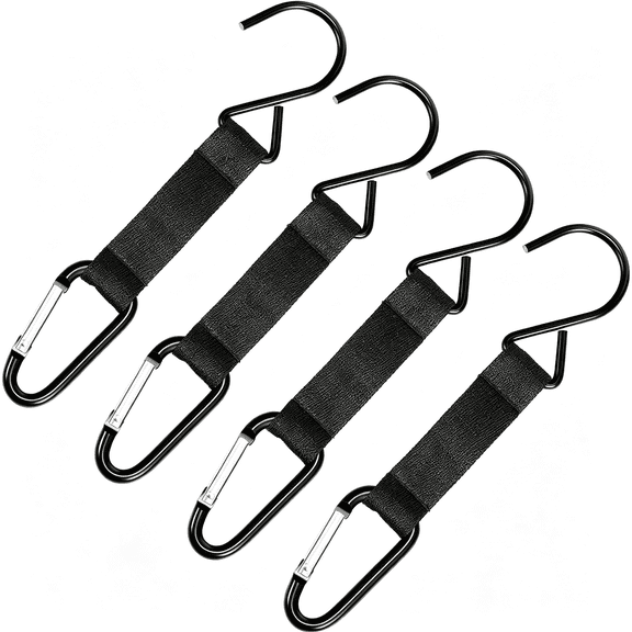 XIBUFE 4 Pack Baseball Bag Hook for Fence Heavy Duty Dugout Hook for Bat Bag Backpacks Metal & Nylon Clip for Softball Football Tennis Water Bottle Camping Sports Gear Hanging(Black)