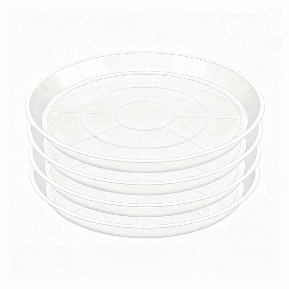 XIBUFE 4 Pack Clear Plant Saucer 4 6 8 10 12 14 16 18 20 22 Inch Plant Trays for Pots,Plastic Extra Large Planter Saucers for Outdoors Indoors,Drip Catcher Water Tray for Plants (4 Inch)