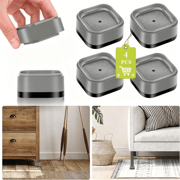 XIBUFE 4 Pack Furniture Risers 1 Inch,Adjustable Bed Risers Heavy Duty for Table Desk Couch Chair Sofa Cabinet Bed Legs Dorm,Square Stackable Bed Raisers Blocks Lift Height 1",2"Or 3",Grey