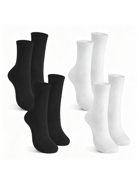 4 Pairs Mens Sock Liners for Hiking | Ultra-lightweight Breathable Sweat Absorption, Mid Calf Cushion Camping Boot Socks, for Women Men Athletic Running Sports
