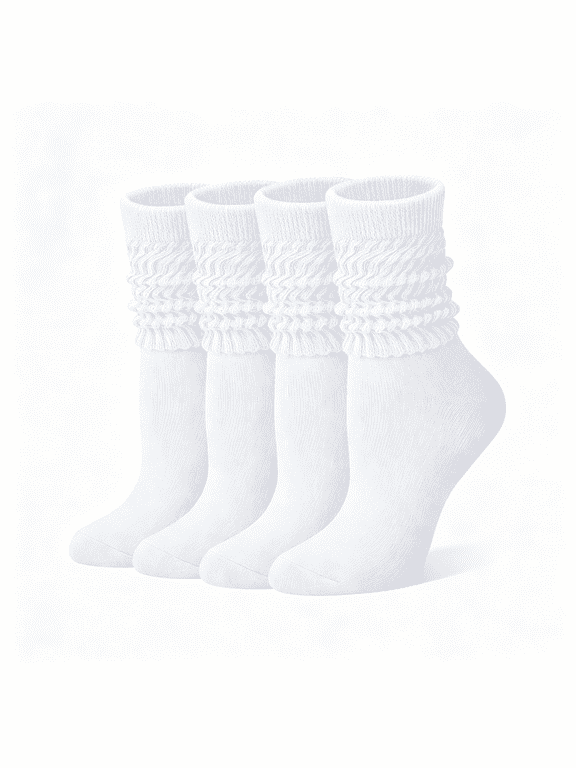 4 Pairs Slouchy Socks for Women,Cotton Slouch Socks|Chunky,Scrunch,Crew,Winter,Fall,Warm,Wool,Thick,Long,Boot,Tube,Leg Warmers,Gifts,Casual Daliy Wear
