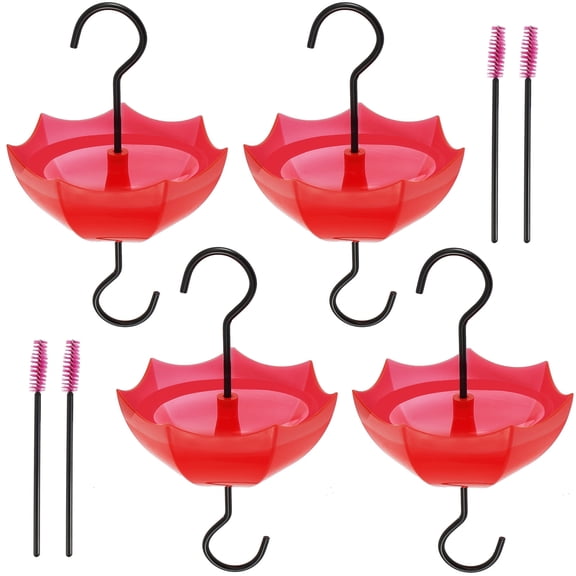 XIBUFE 4 Pcs Hummingbird Feeders,5 Oz Bird Feeder with Ant Guard,Transparent Plastic Hummingbird Feeder Ant Moat for Outdoor Bird Feeding
