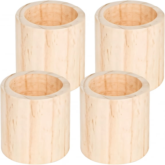 XIBUFE 4 Pcs Round Wood Bed Risers, 4 Inch Furniture Leg Elevator with Wood Grain Finish, Heavy Duty Sofa Table Chair Lifts for Home Office Storage