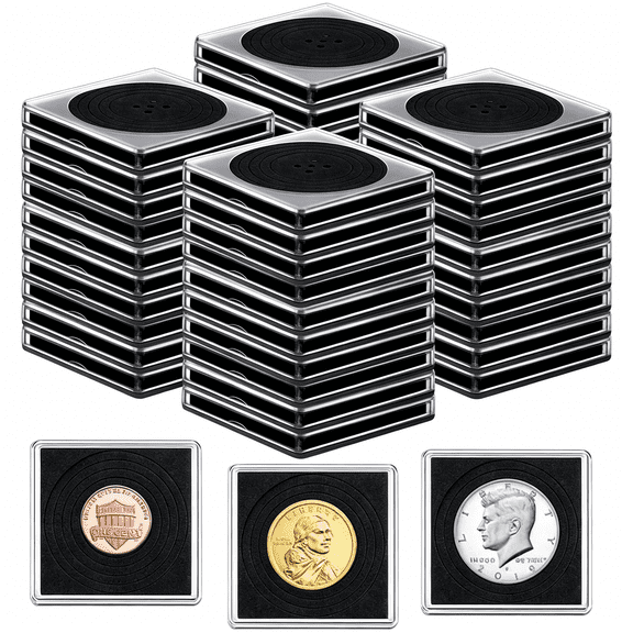 XIBUFE 40 Pcs Adjustable Acrylic Coin Holder, Coin Collection Cases with Sponges, Coin Snap Holder, Silver Dollar Protection Cases for Collectors, Coin Dollar Collection Supplies(20mm-40mm)
