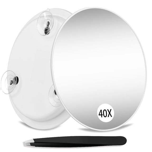 XIBUFE 40X Magnifying Mirror Suction Cup for Easy Mounting,Use for Makeup Mirror,Travel Stick on Shower Mirror for Plucking Eyebrows 6" 40X Magnifying Mirror