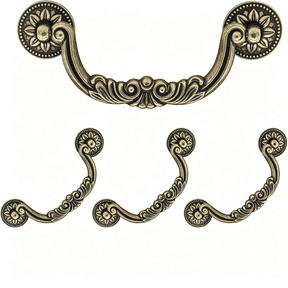 XIBUFE 4Pcs 5" Antique Bronze Drop Bail Drawer Pull Handles 5" Hole Center,Vintage,Decorative Cabinet Pulls,For Furniture,Kitchen,Wardrobe,Cupboard