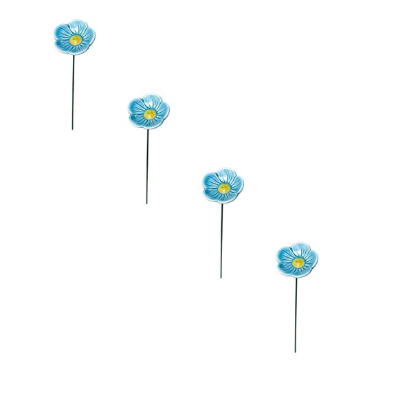 XIBUFE 4Pcs Ceramic Bee Watering Station,10.6 Garden Stake Insect Drinking Cup,Flower-Shaped Multicolor Bee Bath for Butterflies&Pollinators,No Tool Outdoor Yard Decor for Lawn Patio