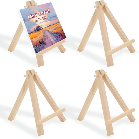 XIBUFE 4Pcs Wooden Mini Easel Stand,Small Tabletop Easel,Small Easels for Display Cards,Canvas Paintings,Artist Crafts,Business Cards,Photos,Mobile Phones,for Weddings,Desktop Home Decoration