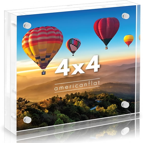 XIBUFE 4X4 Acrylic Picture Frame - Double Sided Frames with Magnetic Corners - Transparent Acrylic Frames for Desk Or Tabletop Display - 4X4 Picture Frame with Microfiber Cloth