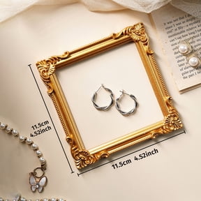 XIBUFE 4X4 Champagne Gold Resin Picture Frame,Layered Double Ruffle Wave Design with Bow,Tabletop & Wall Display Photo Frame,Home Dcor,Art,Photo Gallery