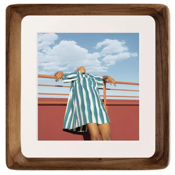 XIBUFE 4x4 Picture Frame Walnut Wood With Mat For Pictures 3x3 Square Wall Gallery Photo Mounting And Tabletop Display 4 x 4 picture frame square