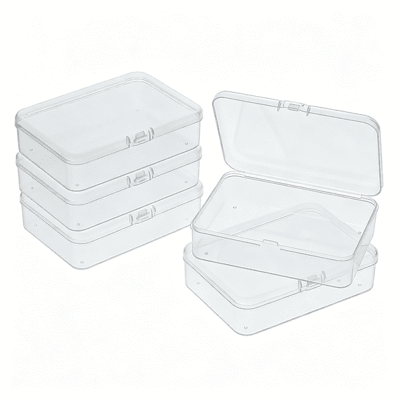 XIBUFE 5 Pcs Mini Plastic Storage Containers Box with Lid, Small Storage Containers Travel Case 4X3X1 Inches Clear Rectangle Box Organizer for Collecting Small Items, Beads, Jewelry, Cards, Crafts