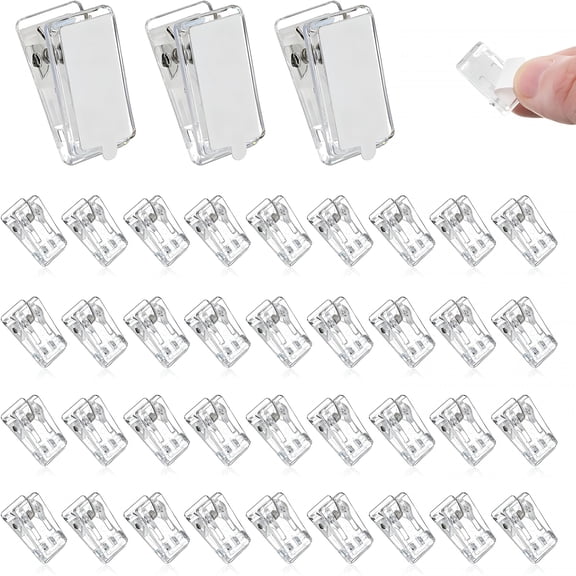 XIBUFE 50 Pcs Clear Tapestry Wall Hanging Clips, Self Adhesive Transparent Poster Hangers, Plastic Sticky Spring Clips for Hanging Blankets, Posters, and Art on Smooth Walls Without Damage