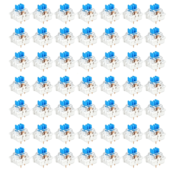 XIBUFE 50 Pcs Keyboard Switches, 3 Pin Dustproof Mechanical Keyboard Switches, Clicky, Accurate Typing, Keyboard Clicker for Gaming, Typing, Diy Custom Keyboards & Clickers for 3D Prints (Blue)