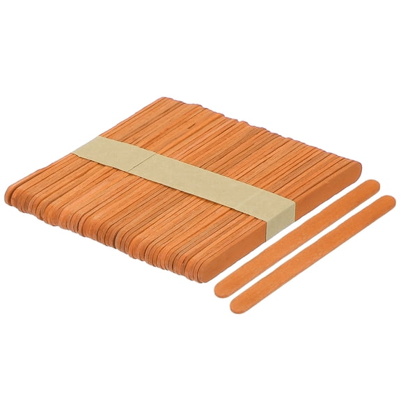 XIBUFE 50Pcs Wood Craft Sticks,4.5 Inch Ice Cream Sticks for Diy Craft Orange