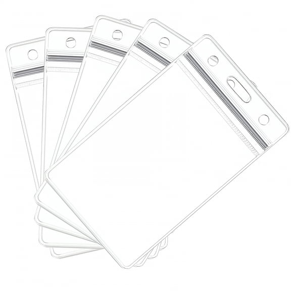 XIBUFE 5Pcs Vertical Id Badge Holders Sealable Waterproof Clear Plastic Holder, Fits Rfid/Proximity/Badge Swipe Cards Or Credit Card