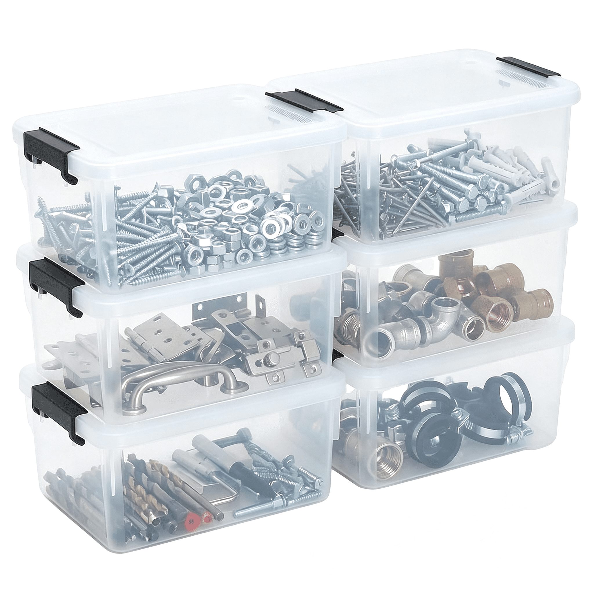 XIBUFE 6 Pack Toolbox Organizer,Clear Plastic Screw Bins for Garage ...