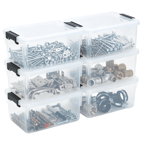 Container Repair Tools XIBUFE 6 Pack Toolbox Organizer,Clear Plastic Screw Bins for Garage ...