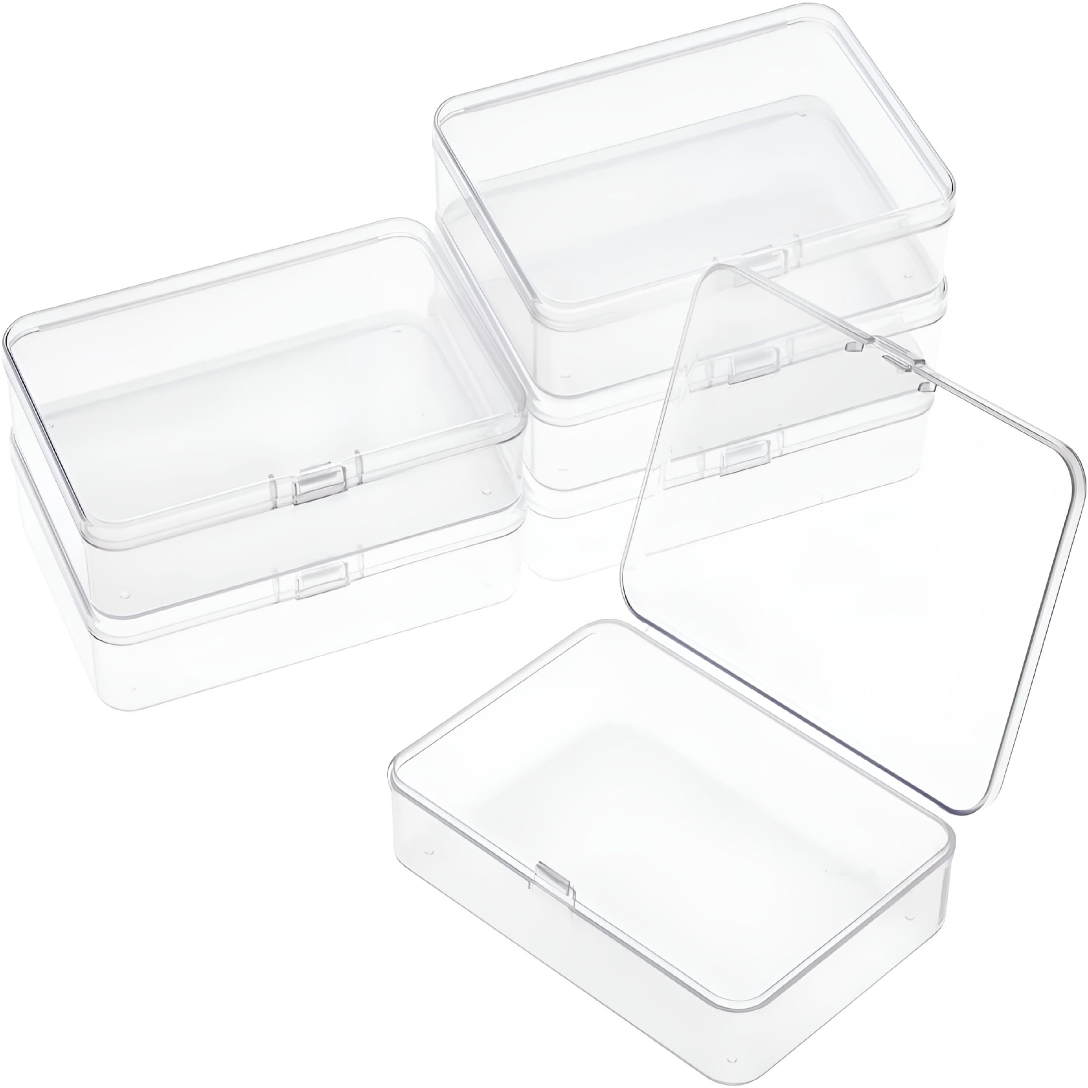 XIBUFE 6 Packs Rectangle Small Clear Plastic Storage Containers Box,3 ...