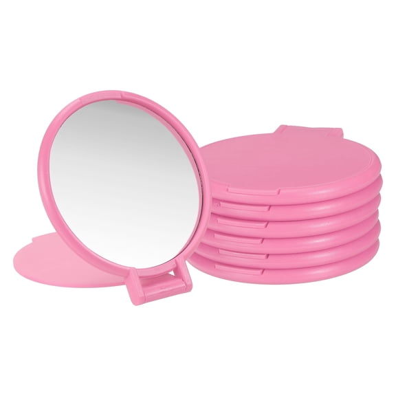 XIBUFE 6 Pcs Round Compact Mirror Bulk, Mini Pocket Folding Makeup Mirrors Small Portable Makeup Stuffs for Purse, Women Girls Travel Daily Use Party Gifts, Dark Pink Compact Mirror Bulk