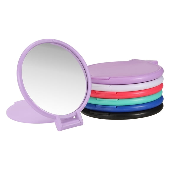 XIBUFE 6 Pcs Round Compact Mirror Bulk, Mini Pocket Folding Makeup Mirrors Small Portable Makeup Stuffs for Purse, Women Girls Travel Daily Use Party Gifts, Color Mixing Set 1