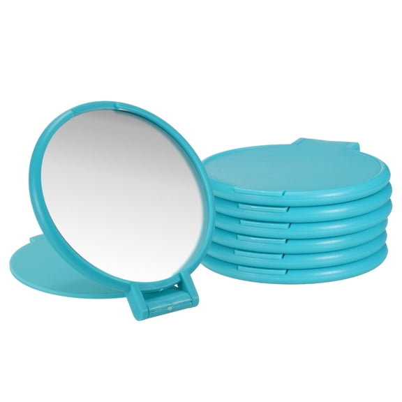 XIBUFE 6 Pcs Round Compact Mirror Bulk, Mini Pocket Folding Makeup Mirrors Small Portable Makeup Stuffs for Purse, Women Girls Travel Daily Use Party Gifts, Peacock Blue