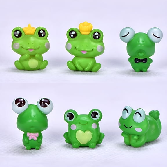 XIBUFE 6 Pieces Cute Frog Miniature Figurines Frog Cake Topper Diy Garden Craft for Home Decoration,Plastic Frogs
