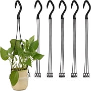 XIBUFE 6 Pieces Plastic Hanging Basket Hooks Hanging Planter Holder Flower Pot Hangers for Outside and Indoor Small Flower Pots, Black