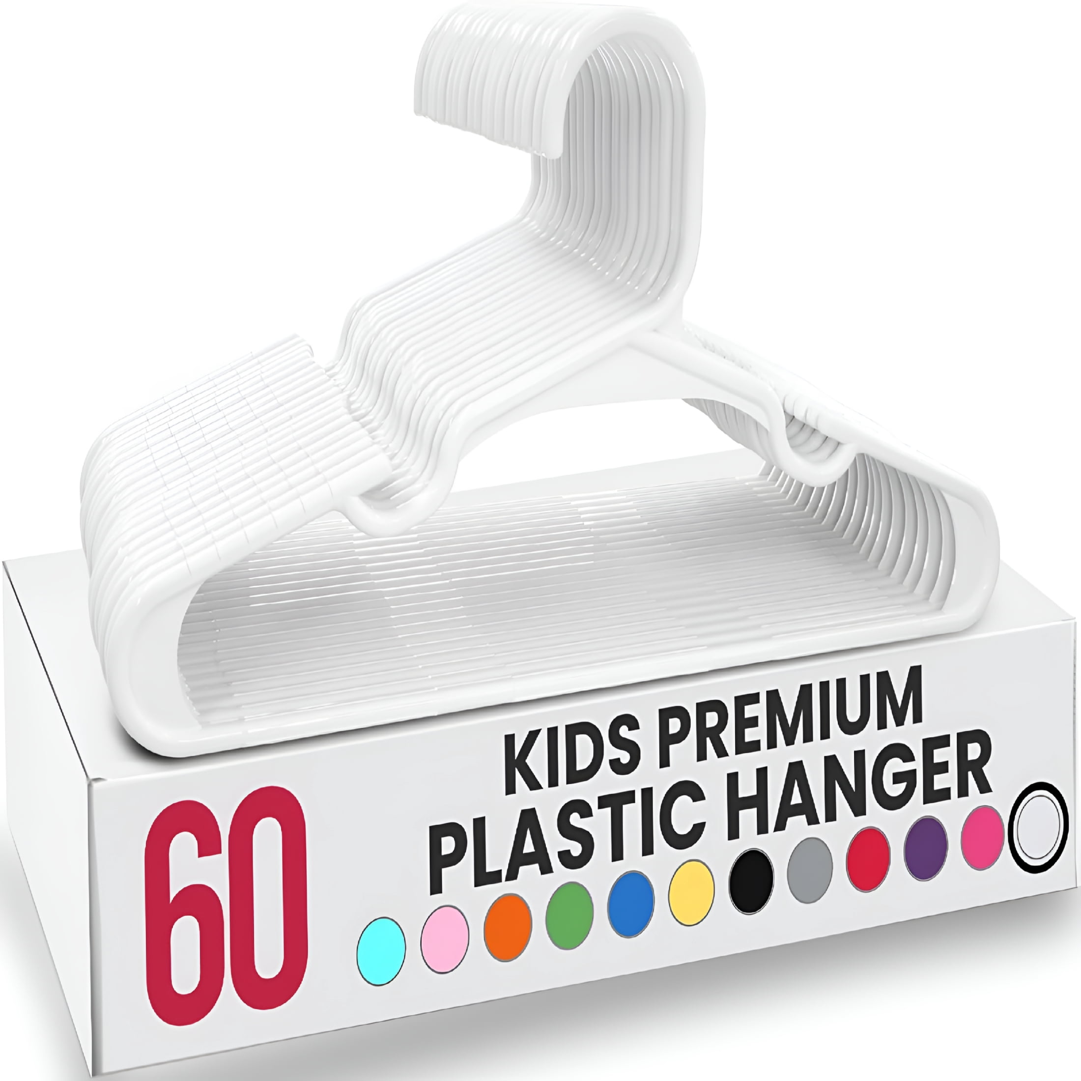 XIBUFE 60 Pack Kids Hangers-11.5 Inch Plastic Baby Hangers for Closet-Childrens Hanger for Clothes&Infant Hanger for Closet (White)