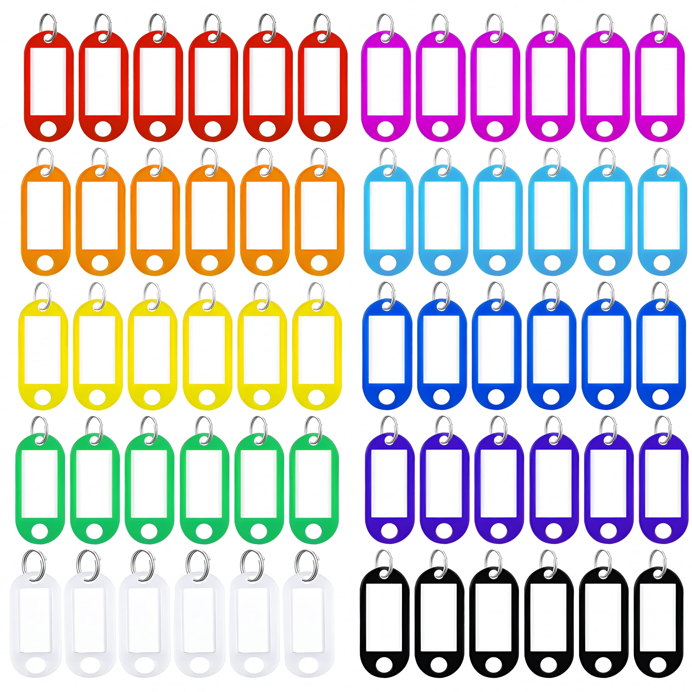 XIBUFE 60 Pcs Key Rings Labels,Key Ring Tags - Key Tags Plastic 10 ...