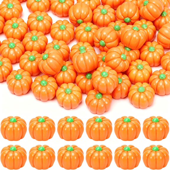 XIBUFE 60Pcs Mini Resin Pumpkins Small Tiny Fake Pumpkins Figures Miniature Resin Pumpkins for Decorating,Halloween Fall Party Supplies,Tiny Pumpkin Ornaments