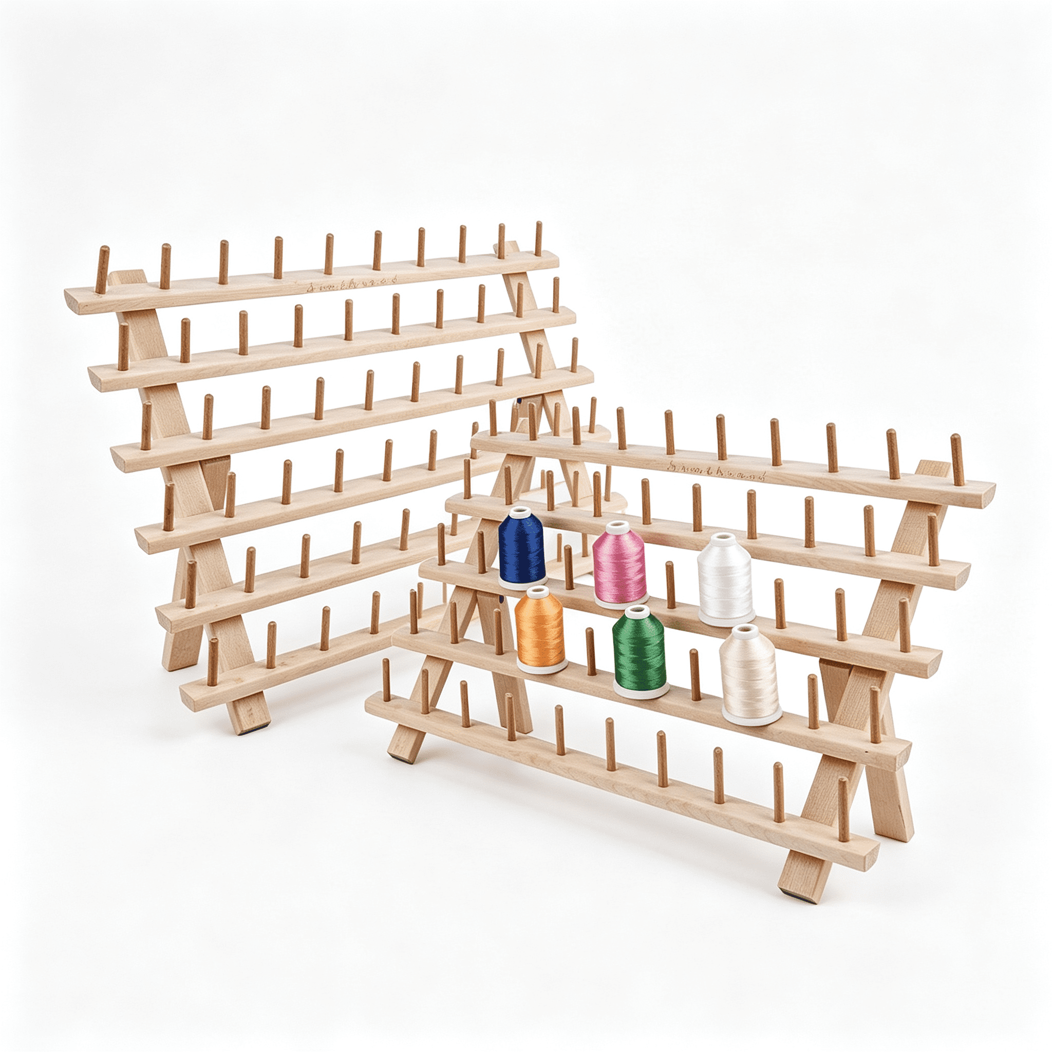 XIBUFE [] 60X2 Spools Wooden Thread Holder,Braiding Rack,Organizer ...