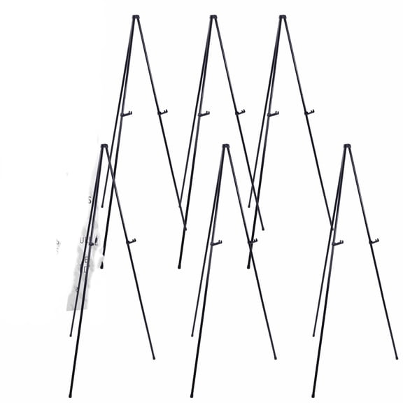 XIBUFE 63" High Heavy Duty Steel Easy Folding Display Easel (6 Pack), Adjustable Height Holder, Portable Tripod