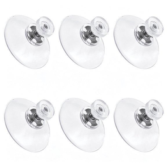 XIBUFE 6Pcs Clear Suction Cup Glass Suction Pads, 41Mm Pvc Plastic Sucker Pads, Extra Strong Adhesive Suction Holder without Hooks for Window Mirror Dcor Suction Cups